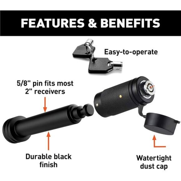 American Flag Metal Trailer Hitch Cover for 2 inch Receivers（with 5/8-Inch Pin) - Picture 4 of 8